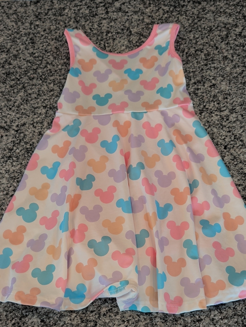 Girls' Pastel Mickey Print Skater Dress - White/Pastel